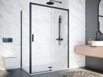 Paroi de douche coulissante, L. 95 à 180 cm, Hauteur 195 cm, STOCK DISPONIBLE, verre de sécurité et traité anti-calcaire, finition argent brillant. livraison offerte et rapide.